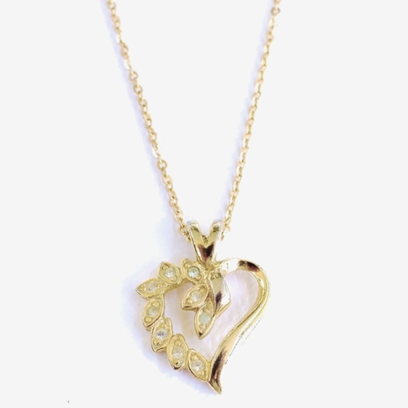 ๐๐ Vintage Gold Base Rhinestones Half Journey Heart Pendant & Earring Set - Picture 5 of 8